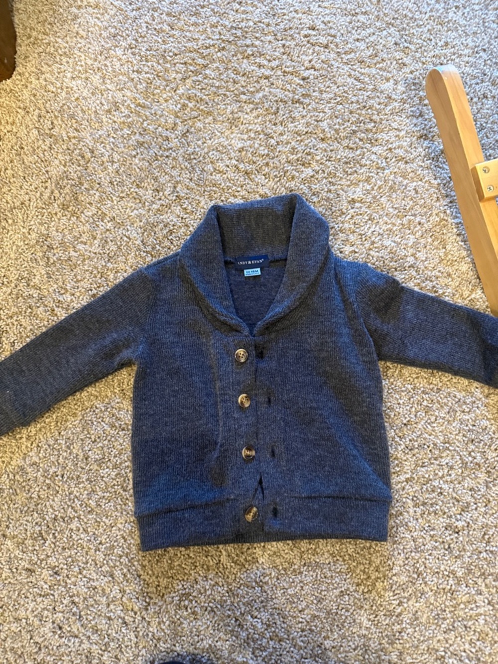 Toddler Shawl Collar Cardigan - grey/blue